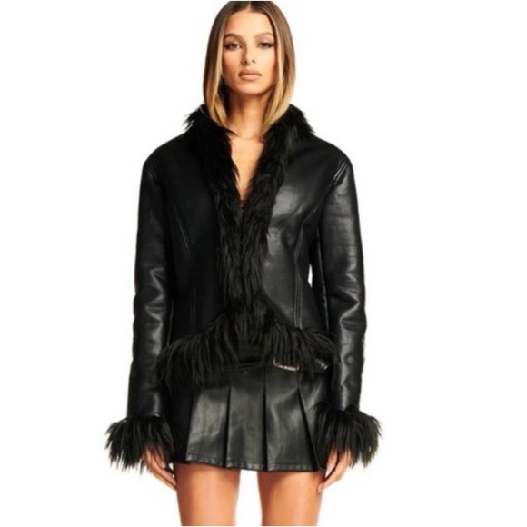I.AM.GIA black faux leather faux fur trim jacket. Sz L - Picture 15 of 15